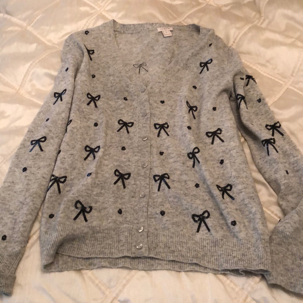 J crew never worn sequin bow cardigan